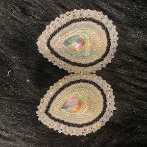 Elegant Silver and Black Teardrop Earrings